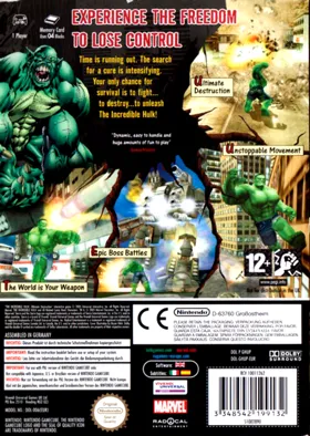 Incredible Hulk, The - Ultimate Destruction box cover back